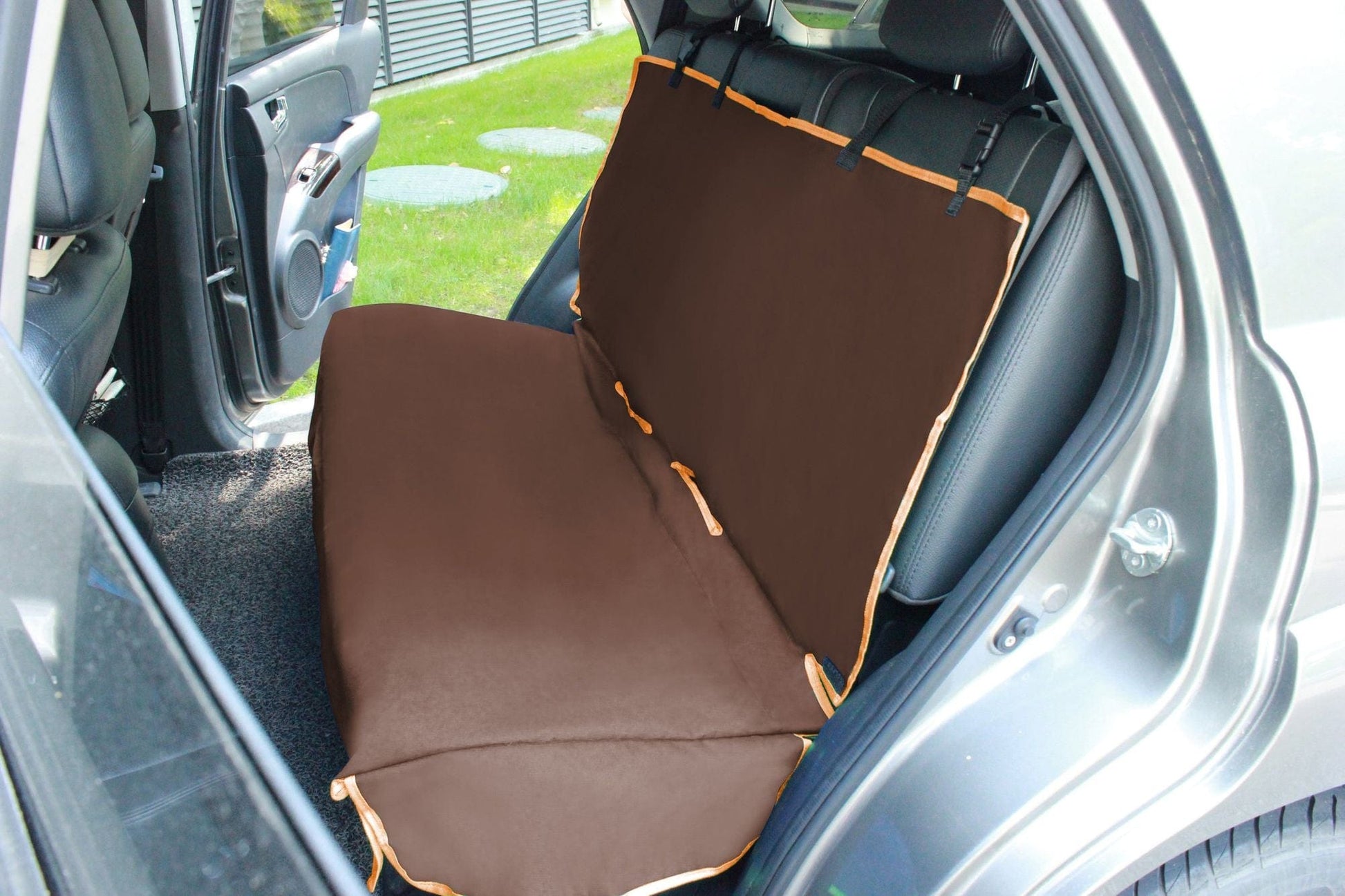 Pet Life Open Road Mess-Free Back Seat Safety Car Seat Cover Protector For Dog, Cats, And Children Brown Color