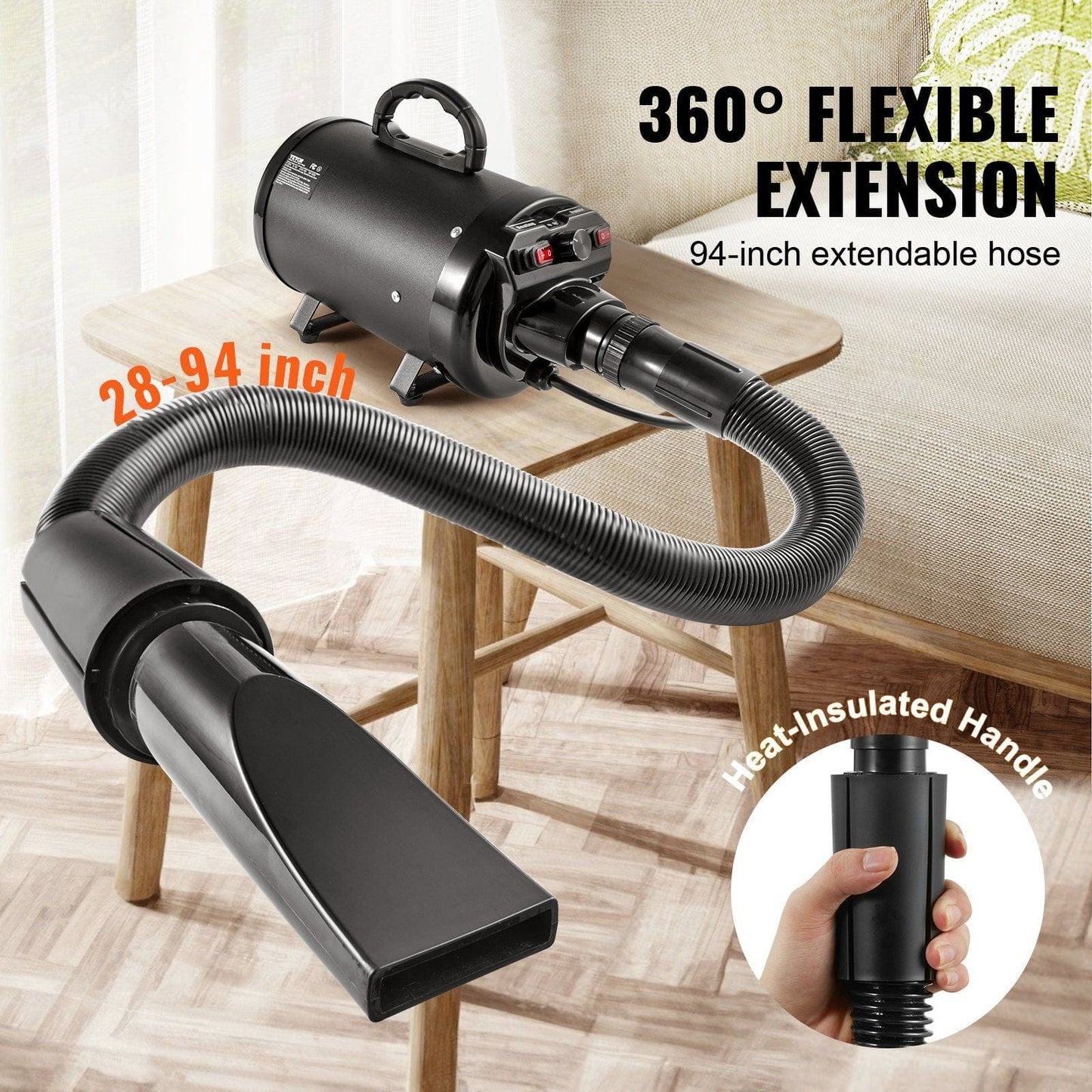 VEVOR Dog Dryer, 2800W/4.3HP Dog Blow Dryer flexible hose