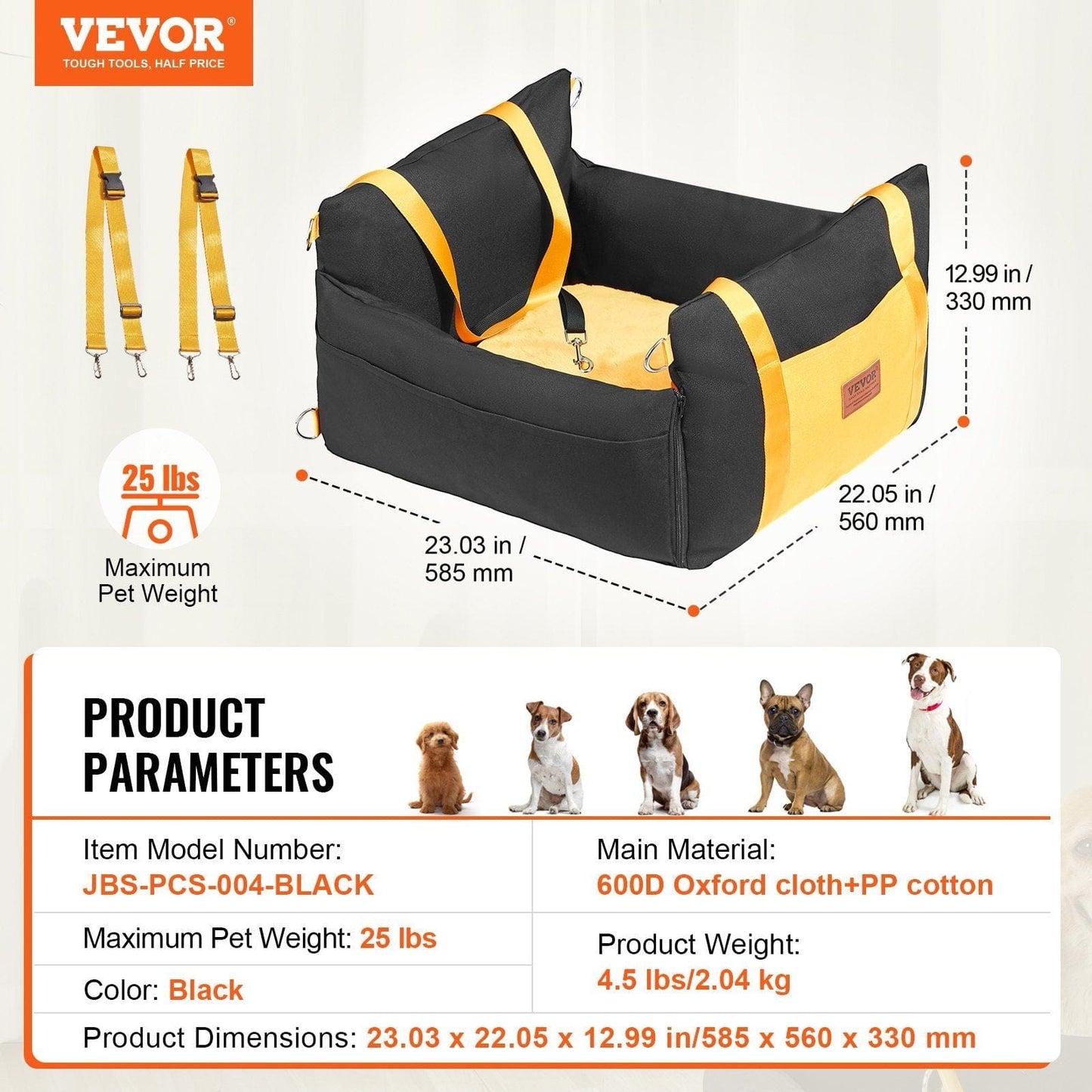 VEVOR Dog Booster Car Seat Pet Car Seat for Small Dog up to 25lbs Black #7