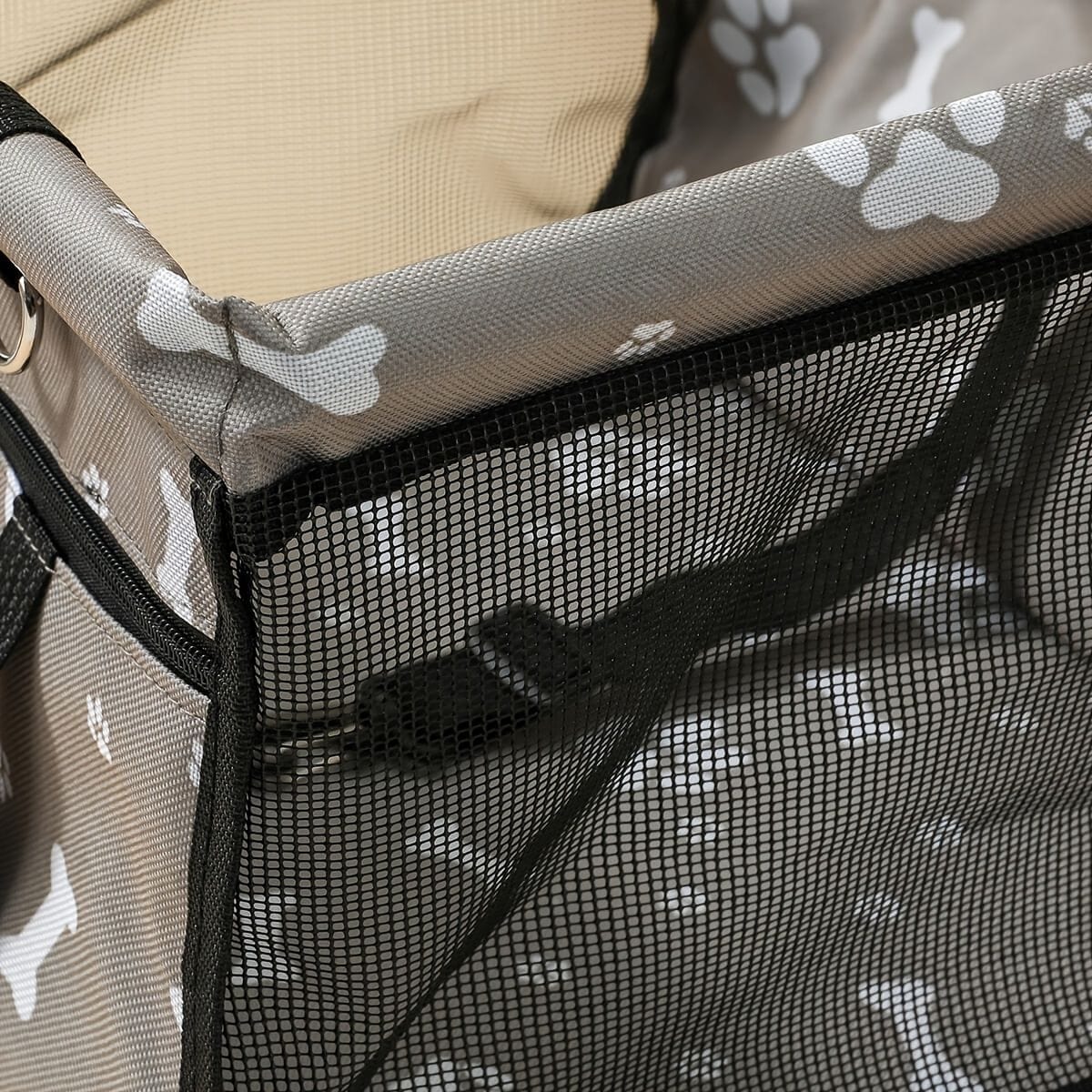 Pet Dogs Car Booster Seat Travel Carrier Cage; Oxford Breathable Folding Soft Washable Travel Bags Mesh Side