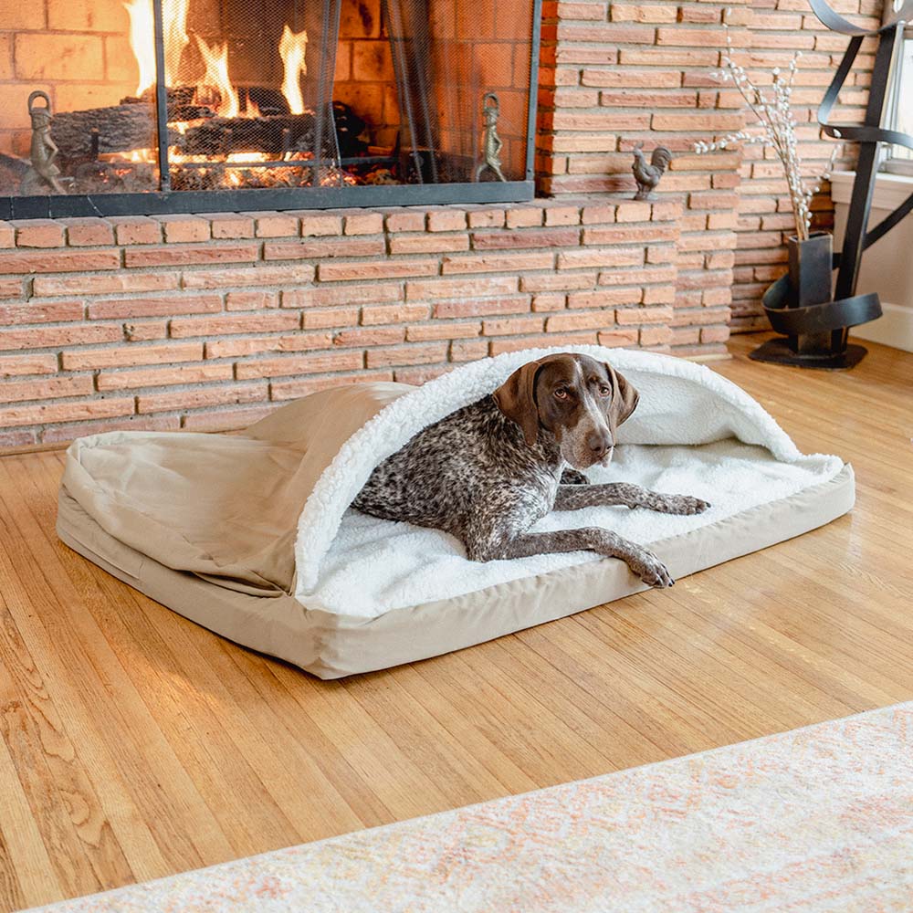 Cozy Orthopedic Rectangle Cave - Sm - Khaki