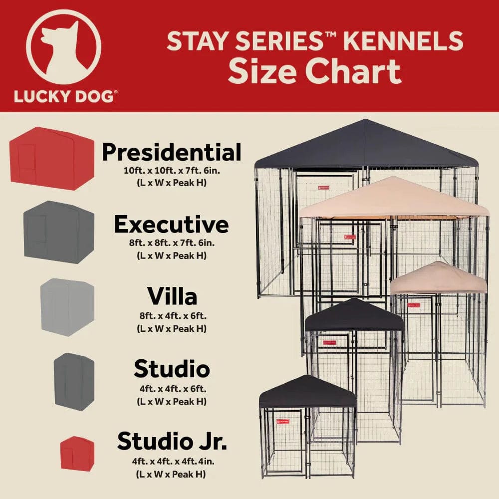 Lucky Dog STAY Series 4 x 4 x 6 Foot Khaki Roofed Steel Frame Studio Dog Kennel