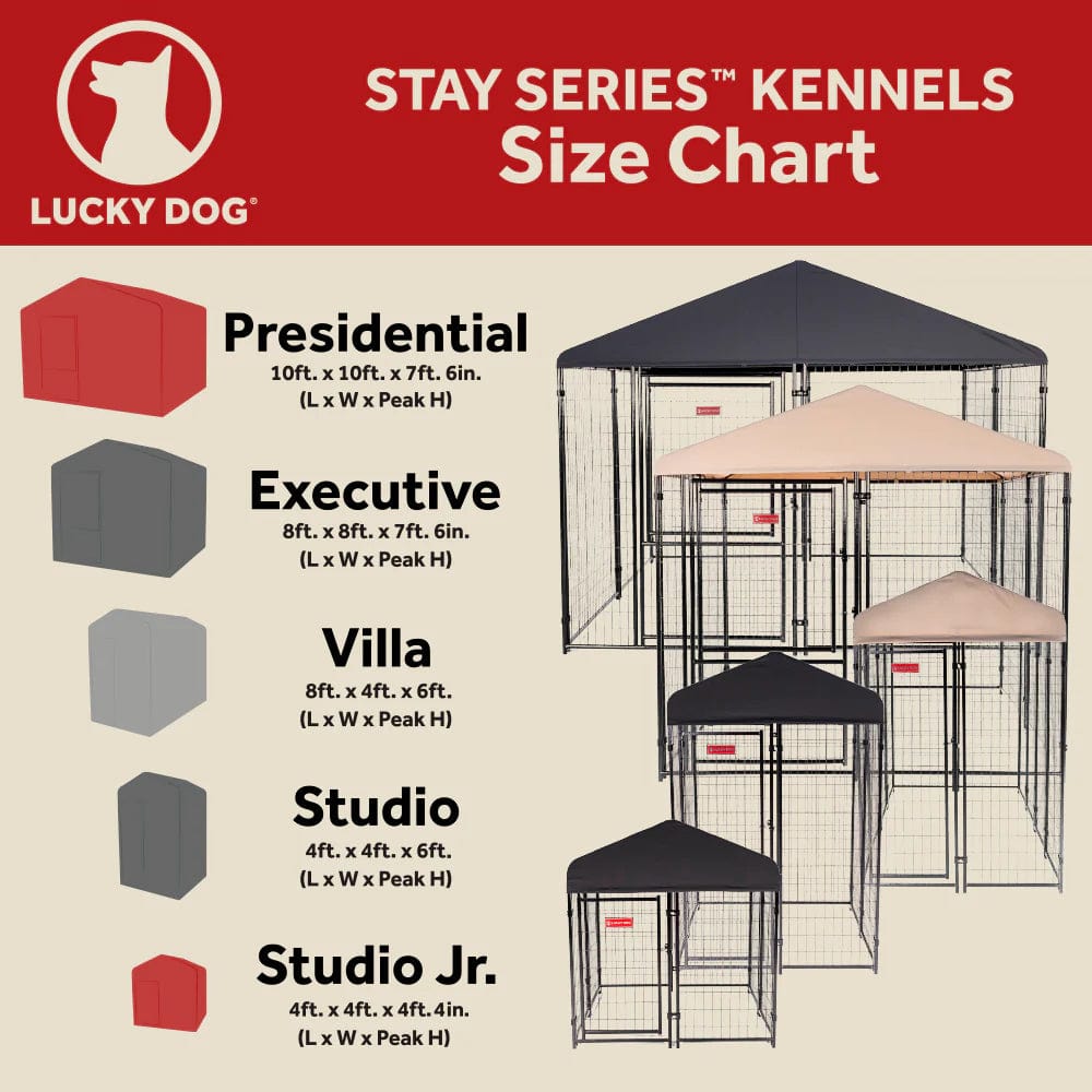 Lucky Dog Stay Series 4 x 8 x 6 Foot Khaki Roofed Steel Frame Villa Dog Kennel