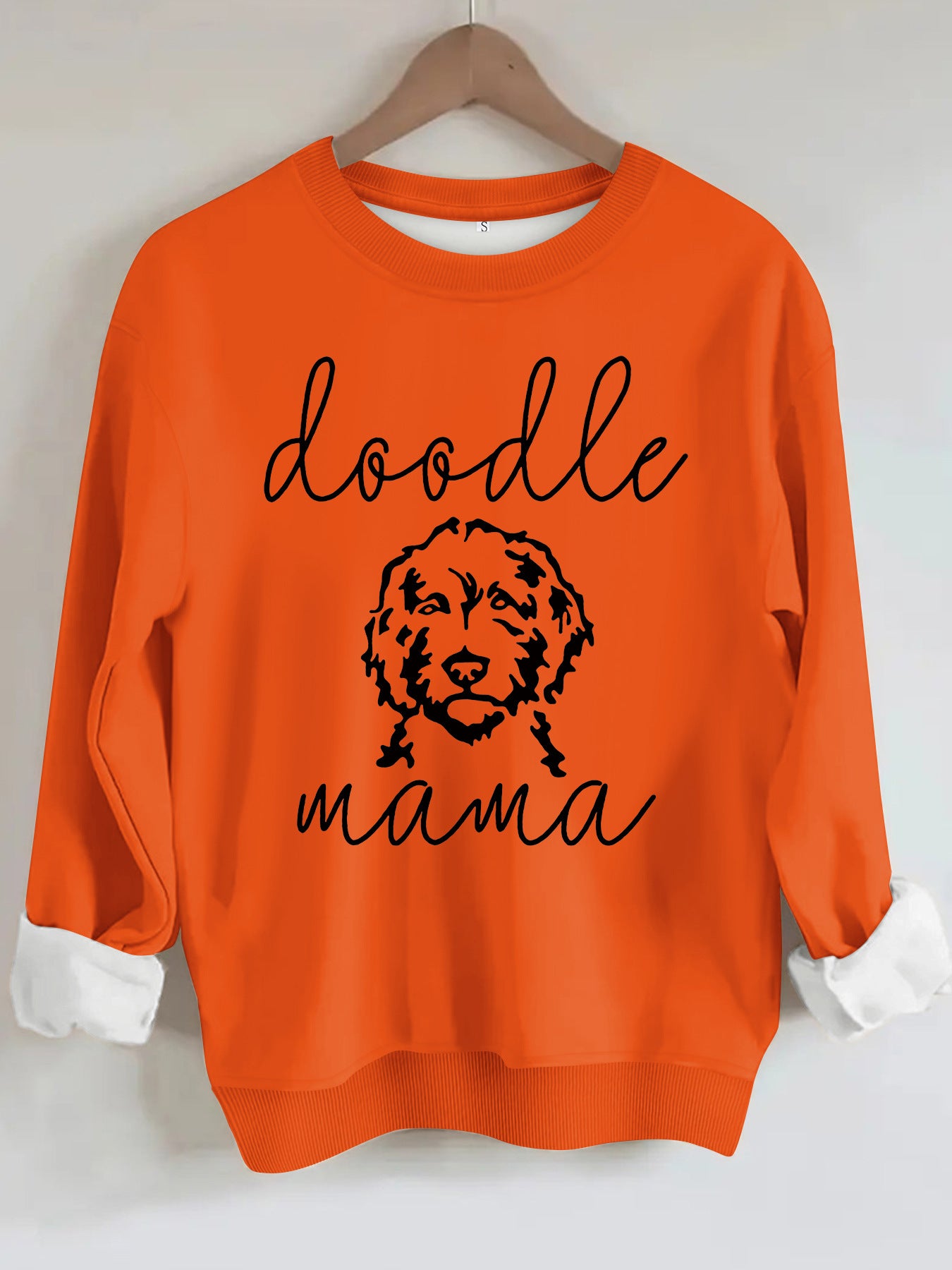 Sweatshirt with Loose Dog Print Orange Color