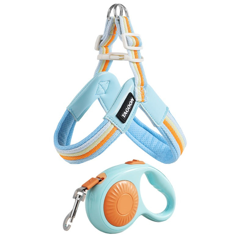 Vest-Style Dog Harness and Leash Set for Small and Medium Dogs Blue set