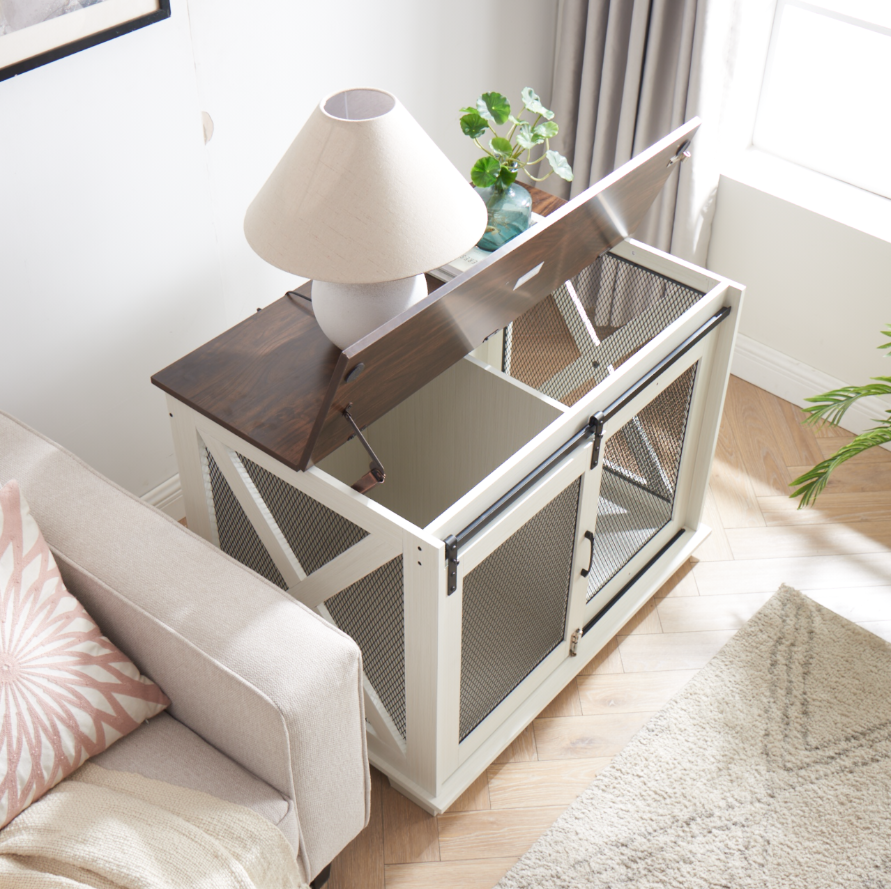 Farmhouse style  Dog Crate Furniture 