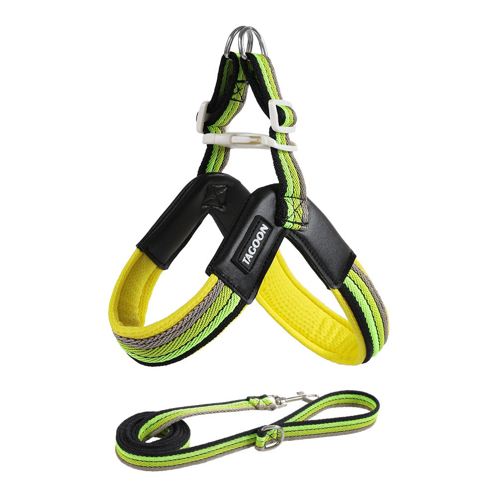 Vest-Style Dog Harness and Leash Set for Small and Medium Dogs Yellow and Black