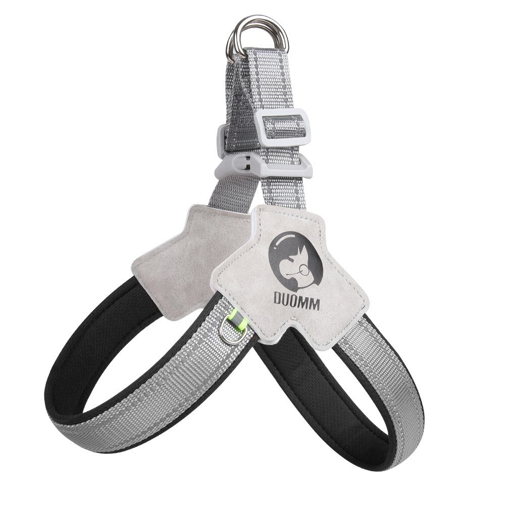 Saddle Style Dog Chest Harness Breathable Reflective Dog Harness Gray