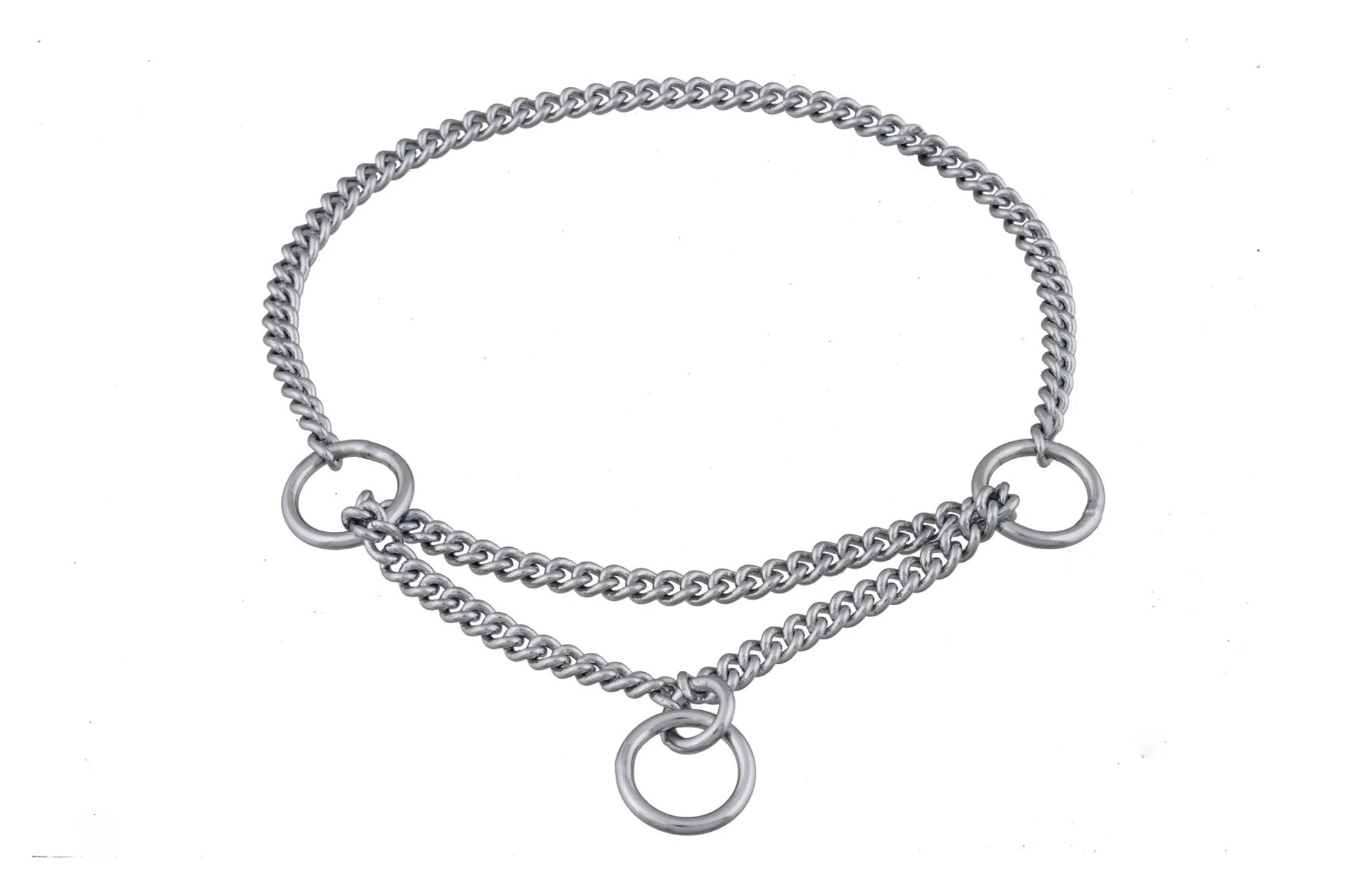 Silver chain collar on a white background