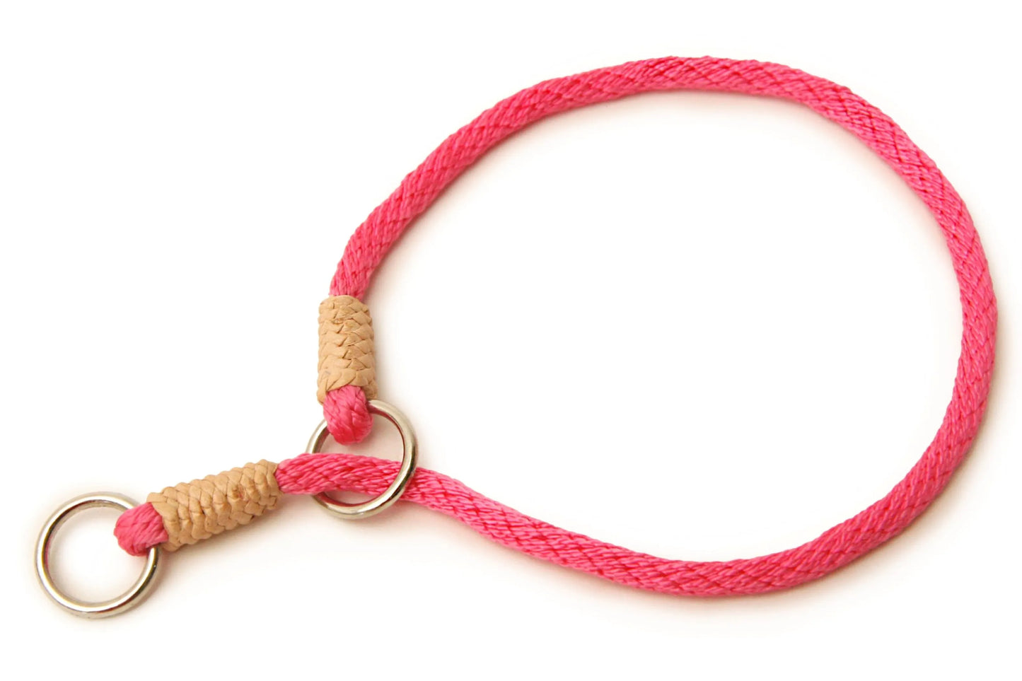 Nylon Slip Collars (14 in x 1/8in or 4mm) pink and tan color