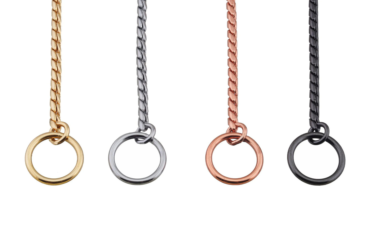 Slip Snake Show Chain Collar (28 in x 3.8mm) 4 colors