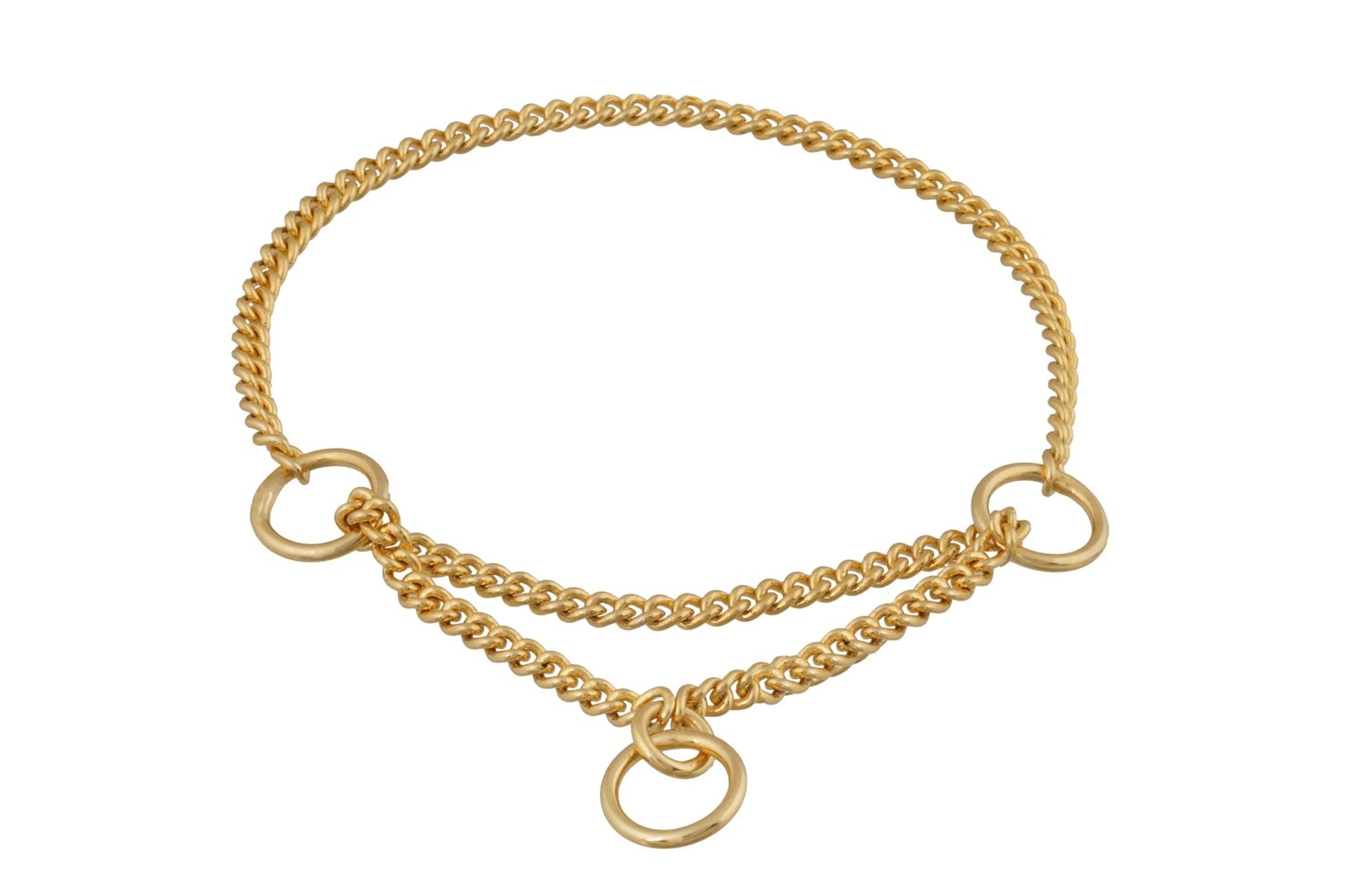 Gold chain bracelet on a white background