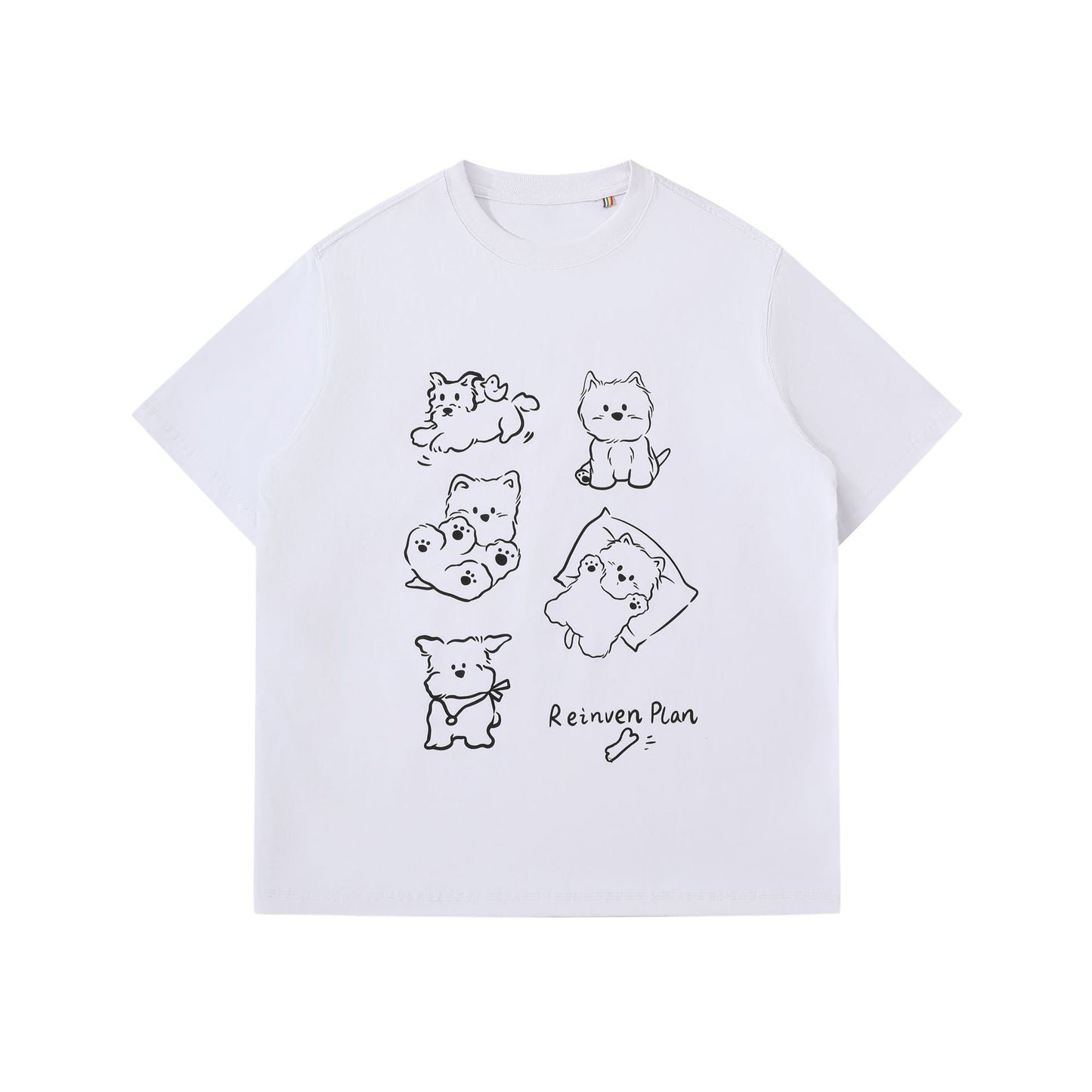 Fun Dog Printed Short Sleeves T Shirt White Print