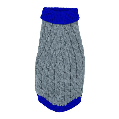 Mr. Peanut's Knitted Acrylic Dog Sweaters Gray and blue