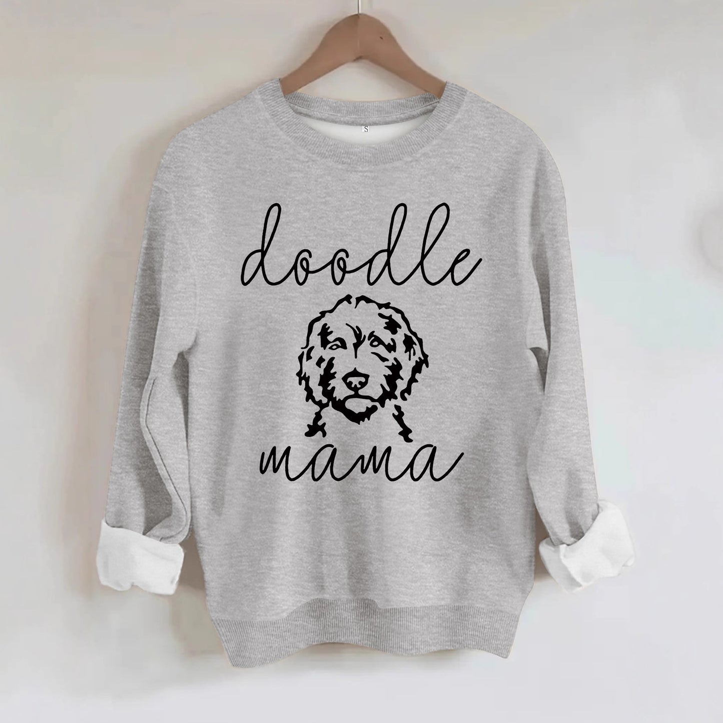 Sweatshirt with Loose Dog Print gray