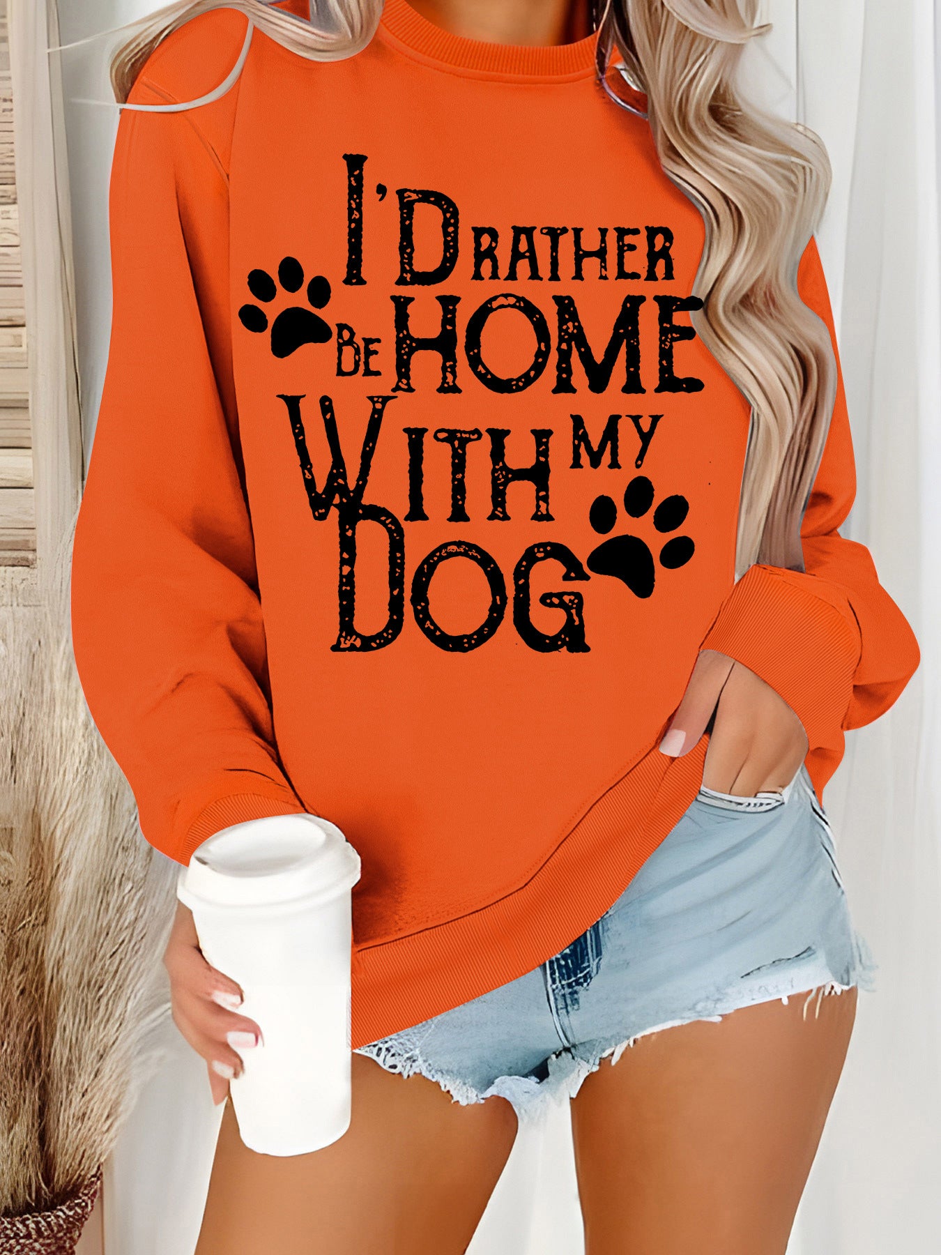 Shirt With Dog Pattern Print Orange