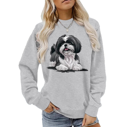 Xishi Dog Printed Pullover Gray