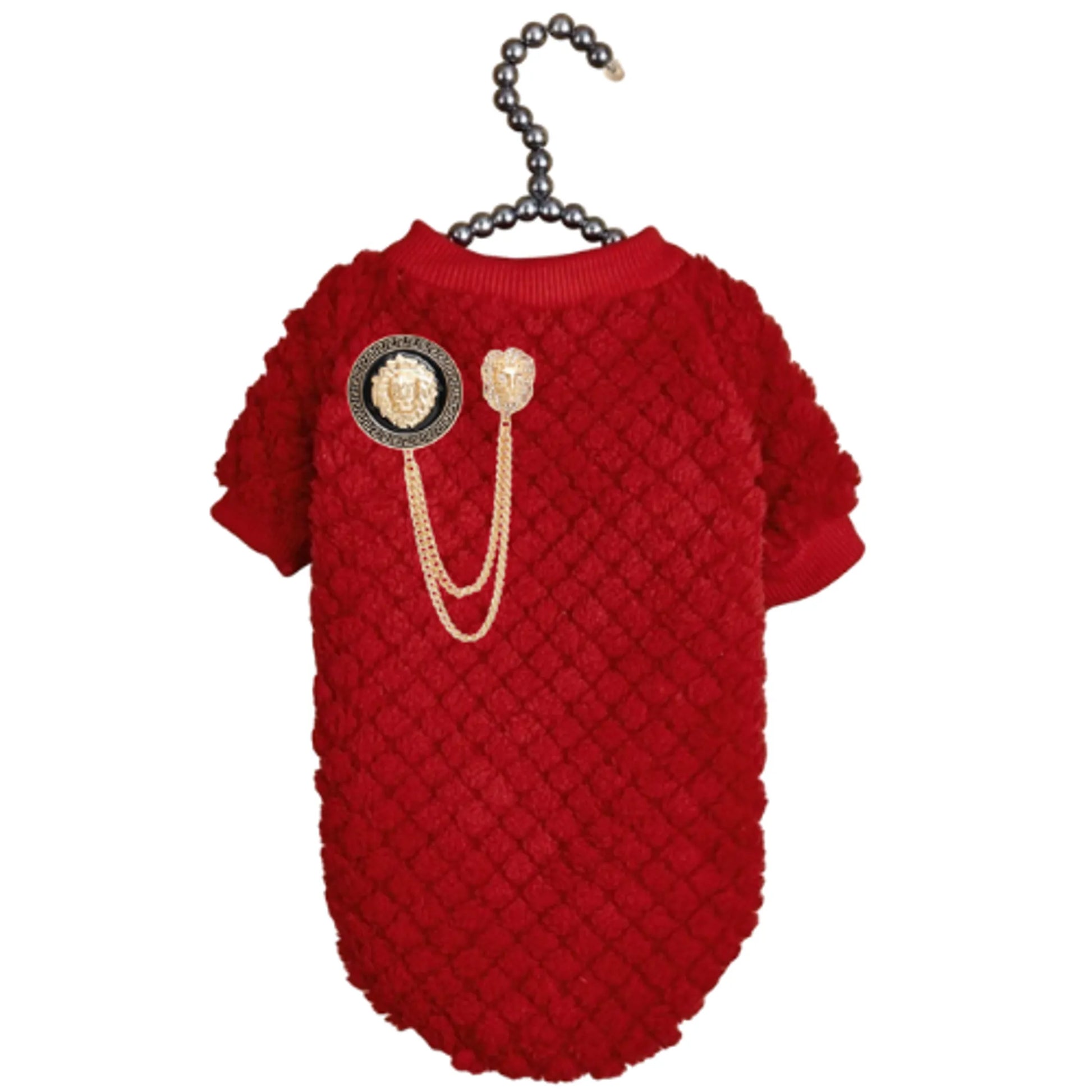 Furry Lioness Dog Sweater Red