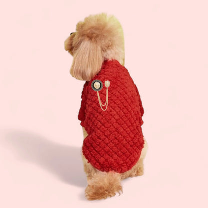 Furry Lioness Dog Sweater Side View