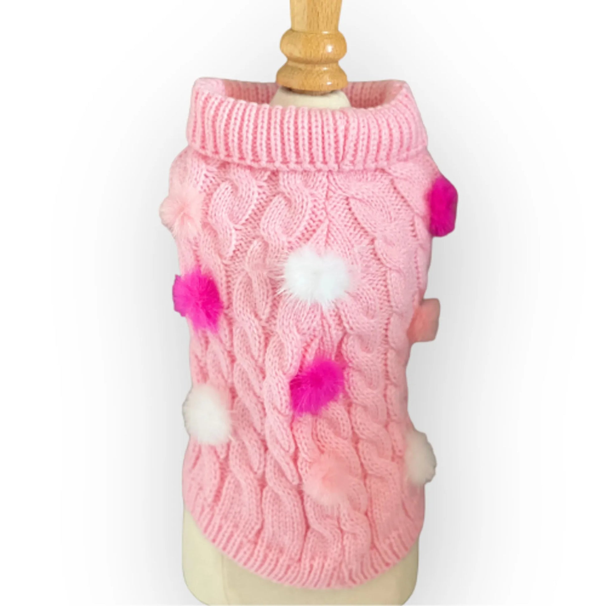 Mink Pom Knit Dog Sweater Pink
