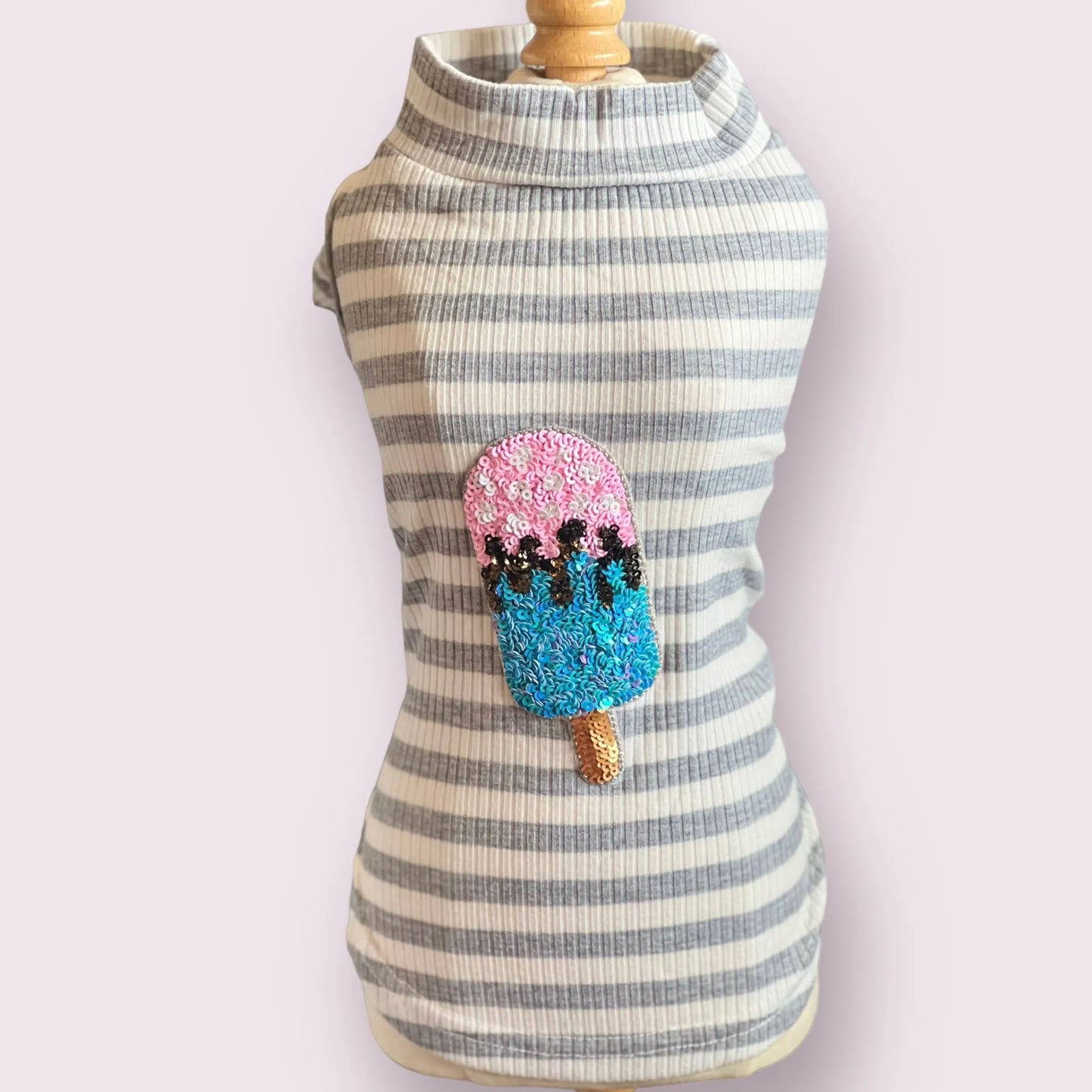 My Ice Cream Pullover- Stripe Dog Sweater