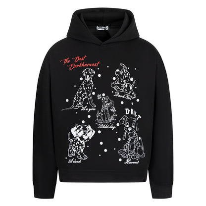 Animal Dog Printed Hoodie Black Color