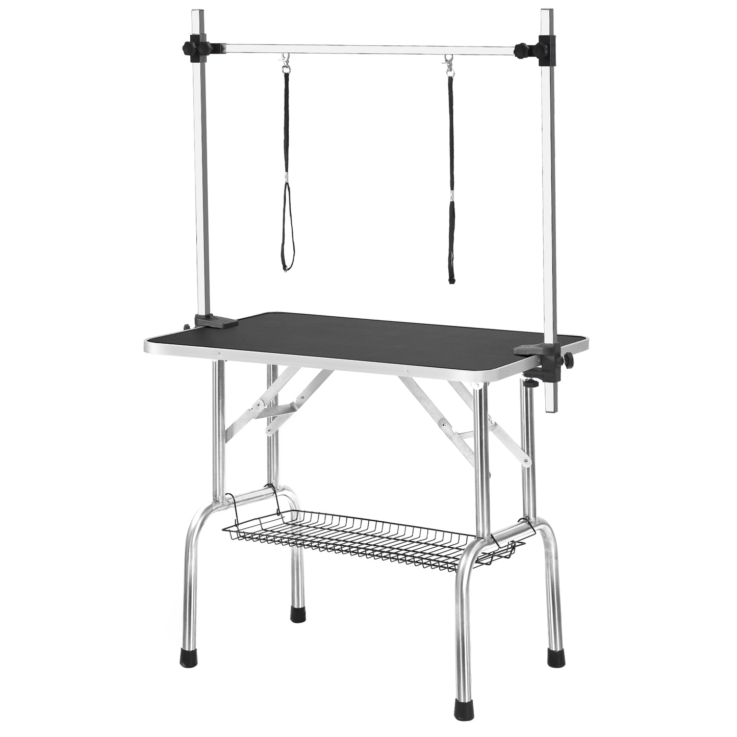36" Heavy-Duty Folding Pet Grooming Table with Adjustable Arm, Noose & Mesh Storage Tray