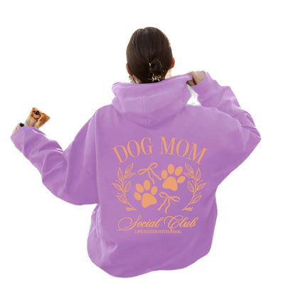 Dog Mom - Dog Lover Pattern Printed Hoodie purple