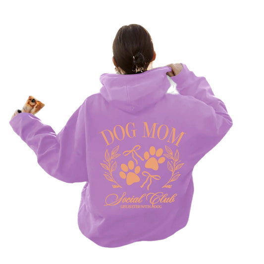 Dog Mom - Dog Lover Pattern Printed Hoodie purple