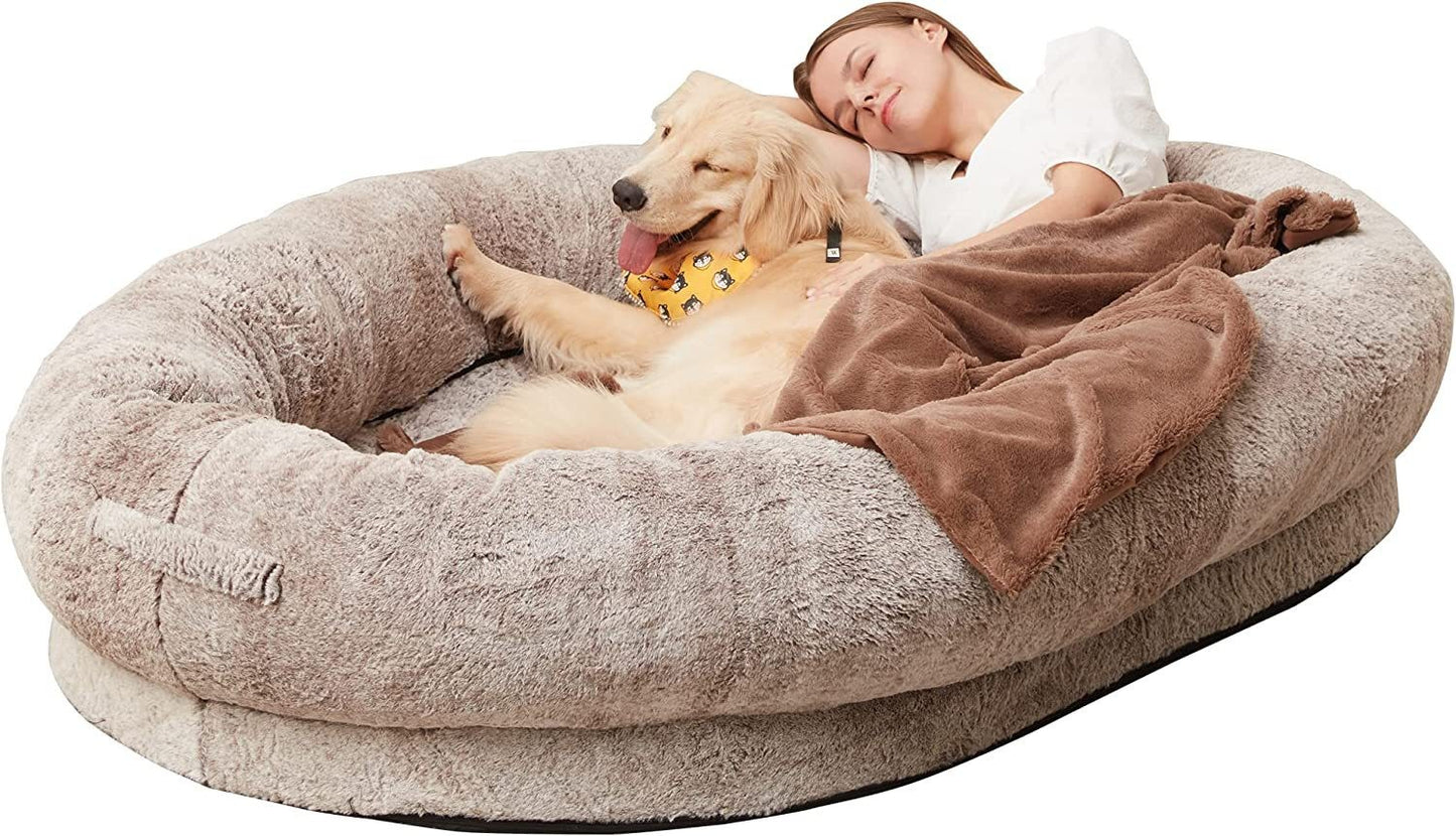 Portable Human Dog Bed for Adults and Pets – Giant Plush Floor Lounger for Dogs, Cats & Relaxing Indoors