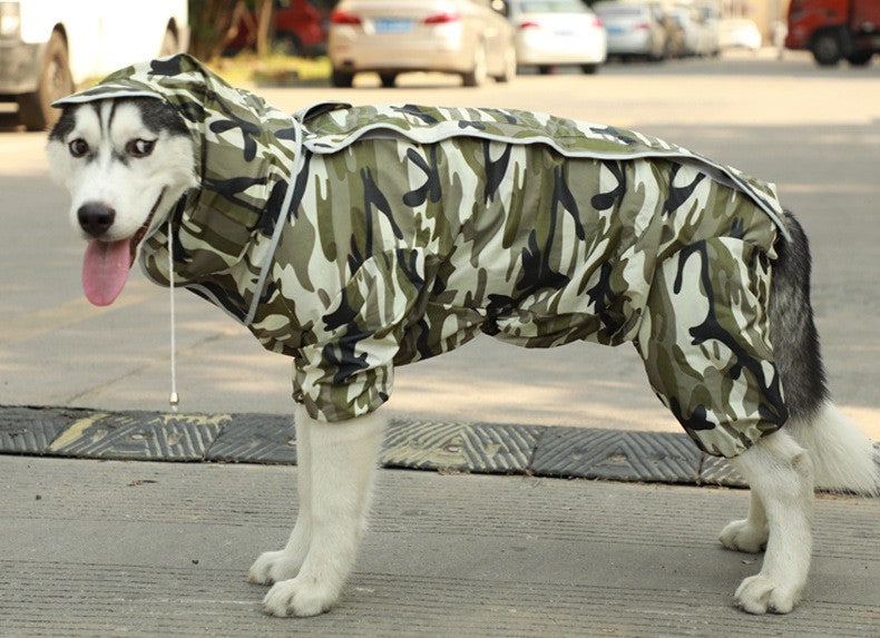 Waterproof Four-Leg Dog Raincoat for Large Dogs and Golden Retrievers Camoflauge