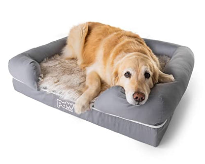 Paw Brands Pup Lounge Memory Foam Bolster Bed & Topper Dog Bed (X-Large - 44" L x 34" W x 10" H)