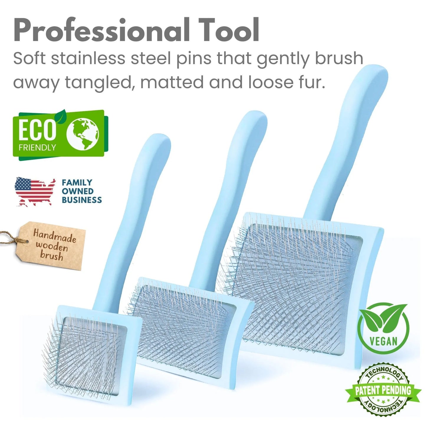 Curved Blue Small Pet Slicker Brush
