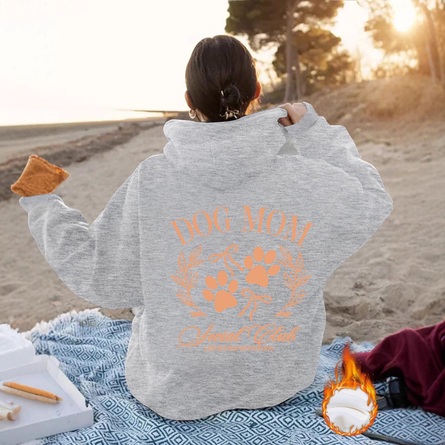 Dog Mom - Dog Lover Pattern Printed Hoodie White