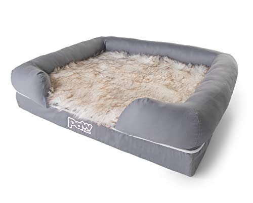 Paw Brands Pup Lounge Memory Foam Bolster Bed & Topper Dog Bed (X-Large - 44" L x 34" W x 10" H)