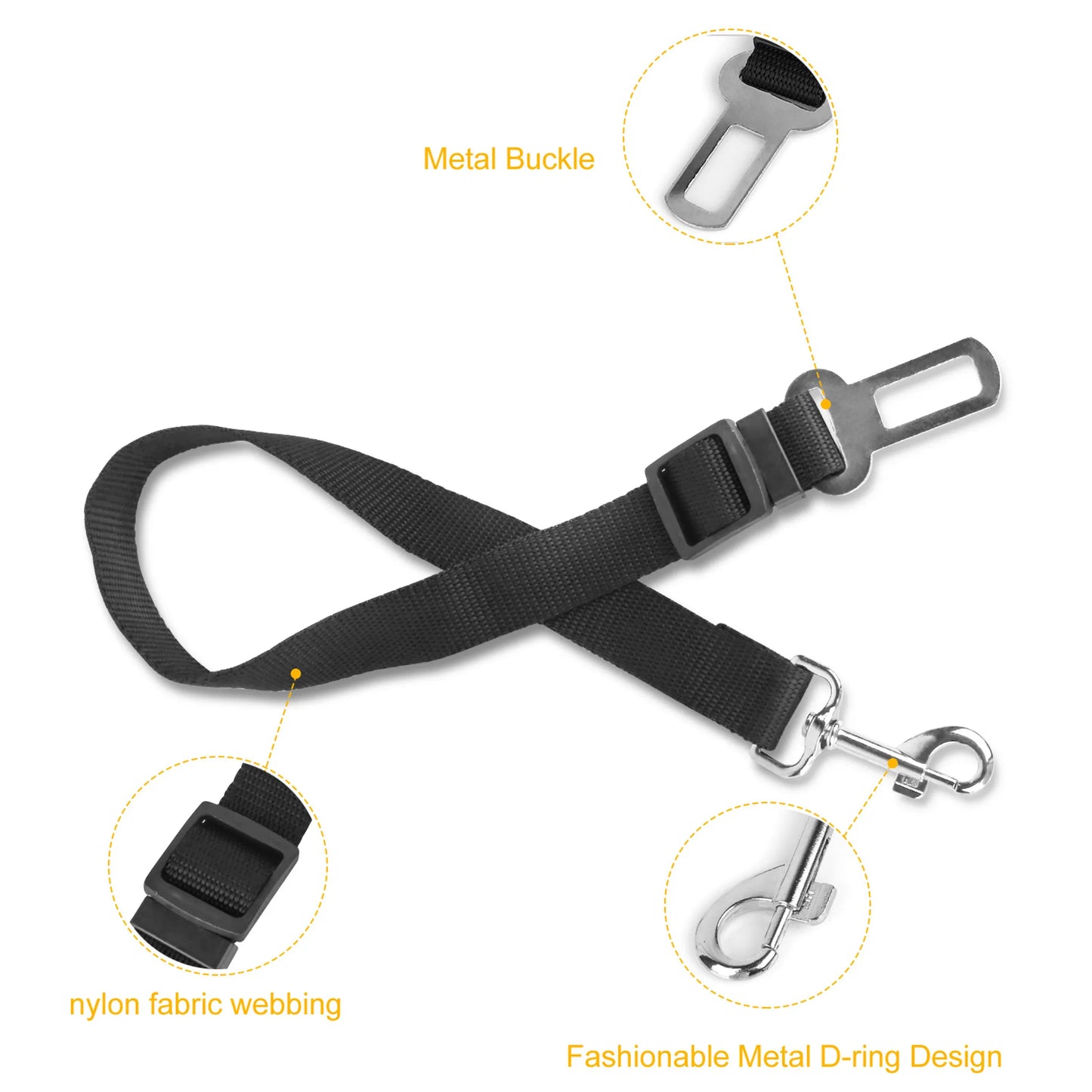 2Pcs Pet Dog Seat Belt Leash Adjustable Pet