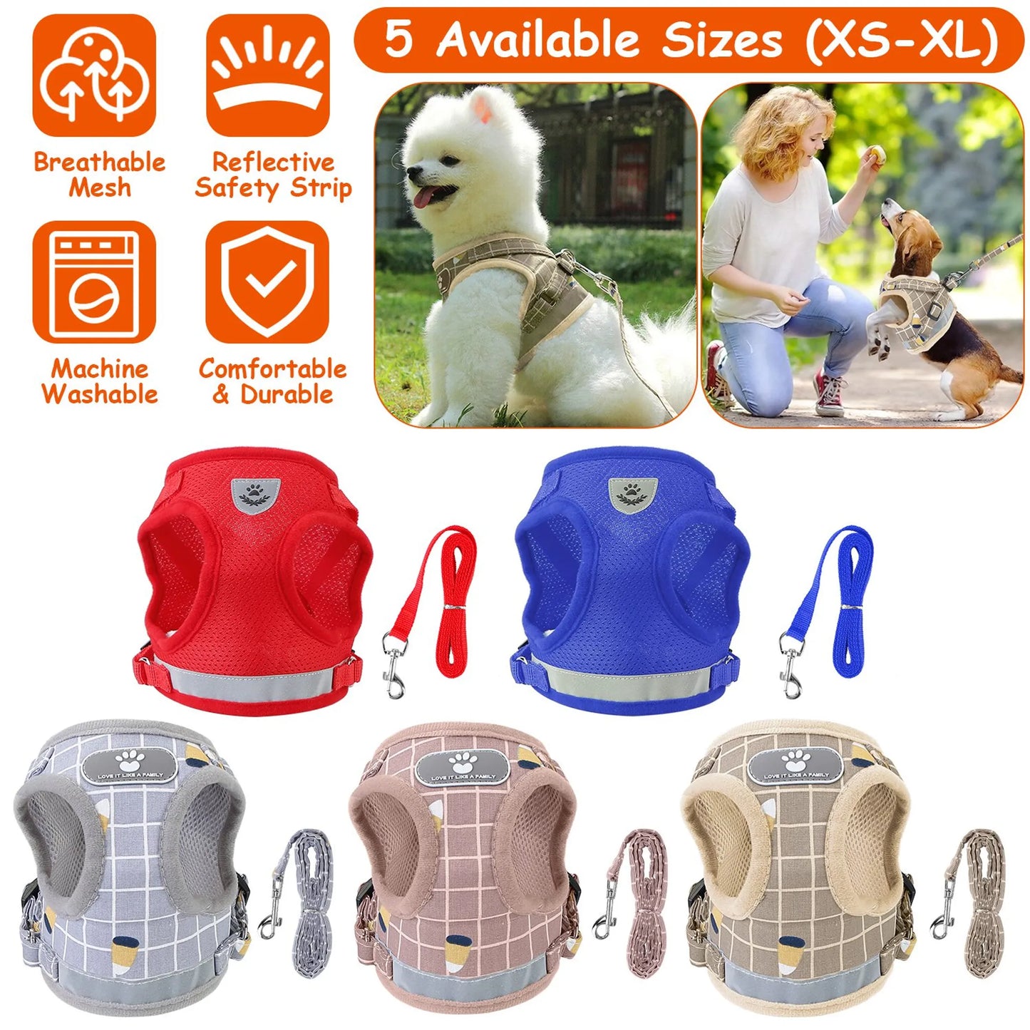 Pet Mesh Harness Dog Leash Set