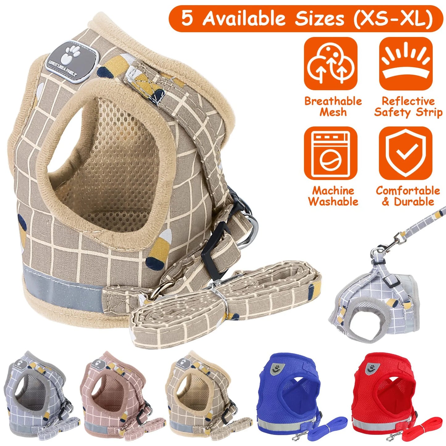 Pet Mesh Harness Dog Leash Set