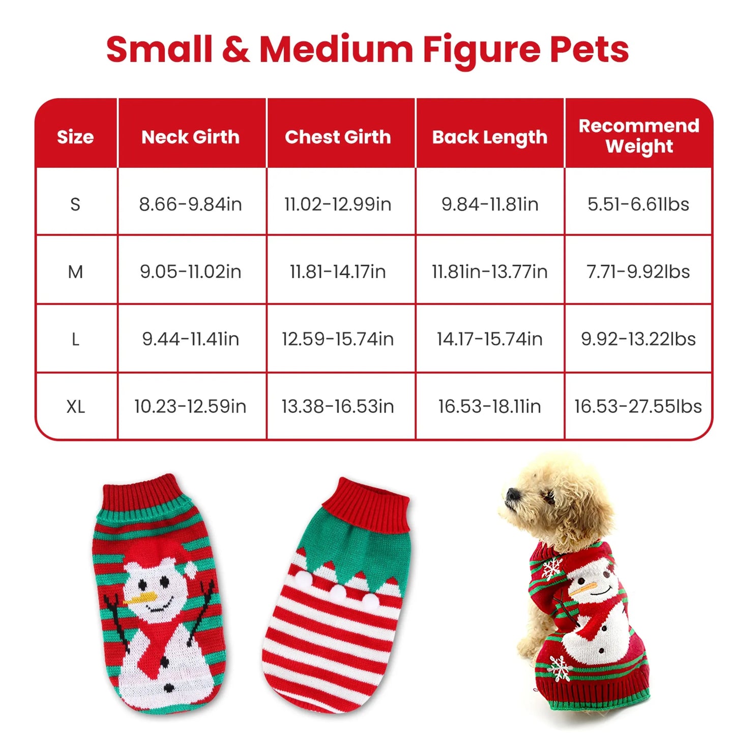 Pet Christmas Turtleneck Sweater Dog Cat Christmas Clothes Red and Green