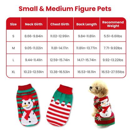 Pet Christmas Turtleneck Sweater Dog Cat Christmas Clothes Red and Green