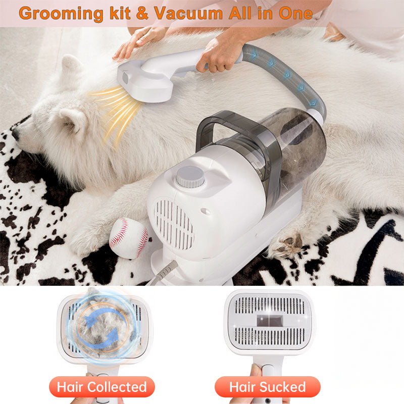 MicroData 2.5L Pet Grooming Vacuum Kit for Dogs & Cats – 2-in-1 Deshedding Groomer