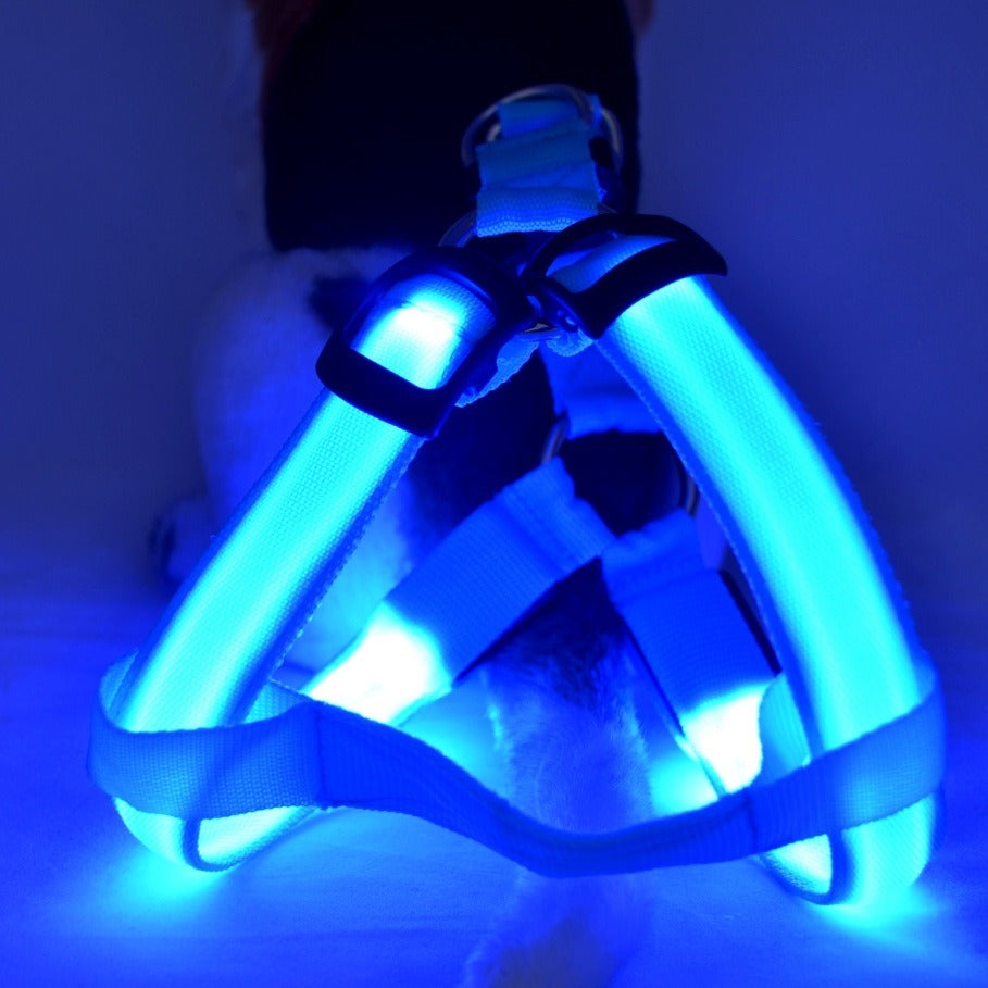Blue Led Luminescent Dog Chest Strap, Medium and Large Dog Luminous Dog Rope, Dog Chest Strap, Pet Products