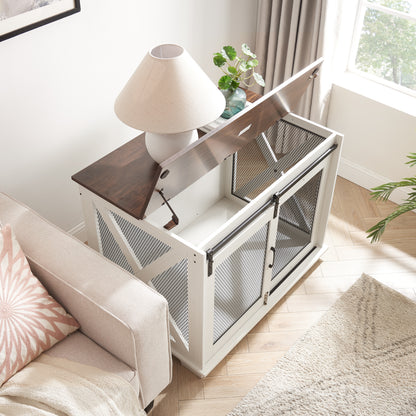 White Farmhouse Dog Crate Furniture for indoor use