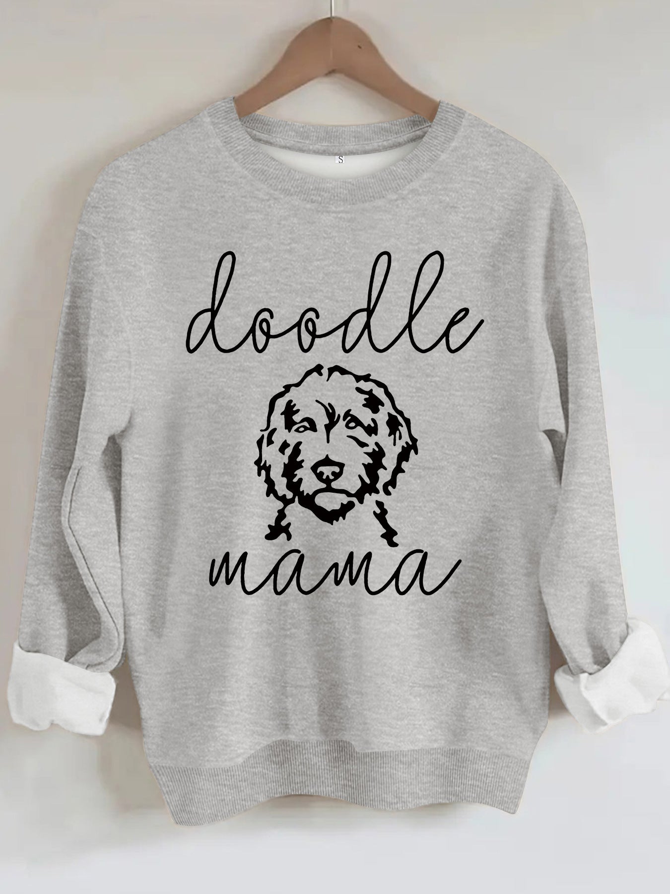 Sweatshirt with Loose Dog Print Gray Color