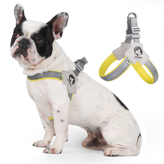 Saddle Style Dog Chest Harness Breathable Reflective Dog Harness Yellow