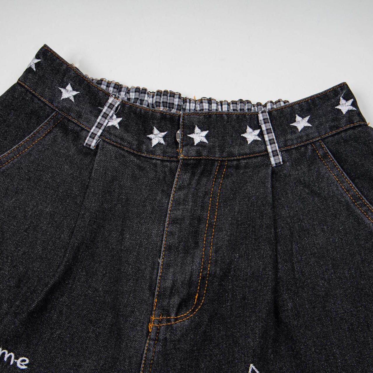 Star Waistbank Dog Embroidered Jeans