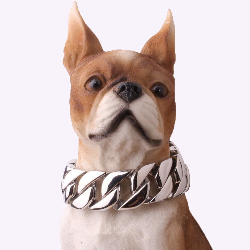 32mm Stainless Steel Dog Chain Collar Silver