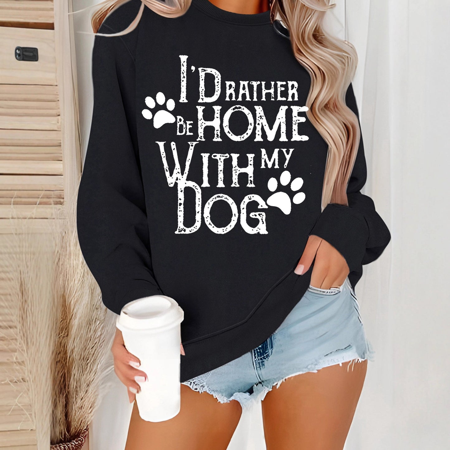 Shirt With Dog Pattern Print Black