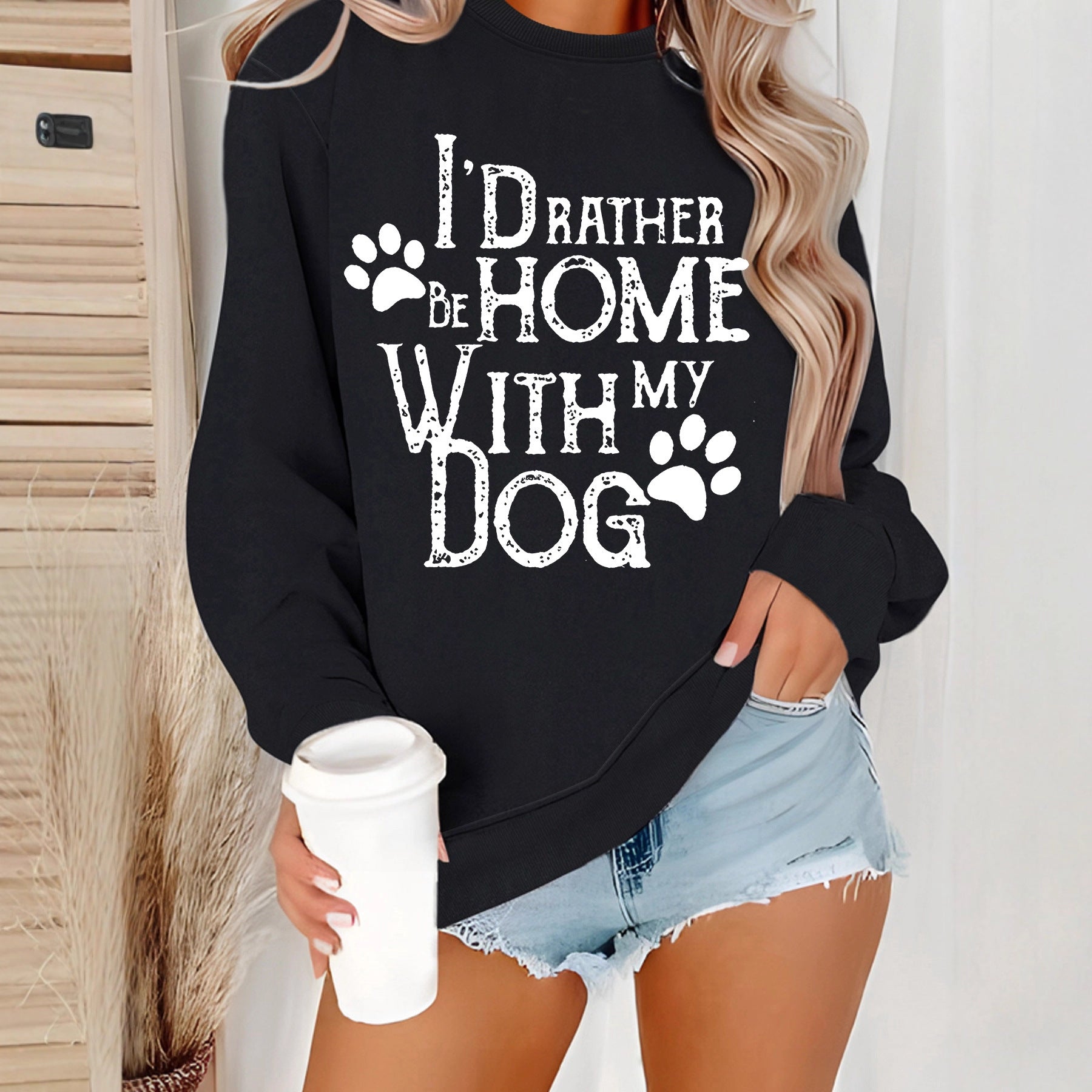 Shirt With Dog Pattern Print Black