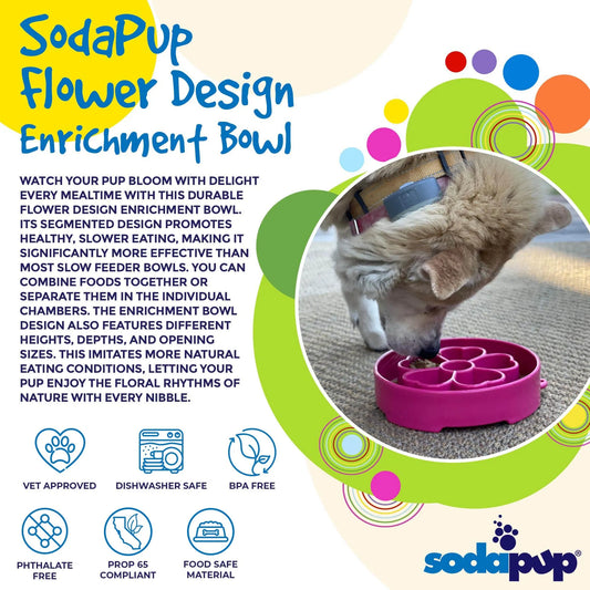 Flower Design eBowl - Slow Feeder Dog Bowl for Healthier Eating